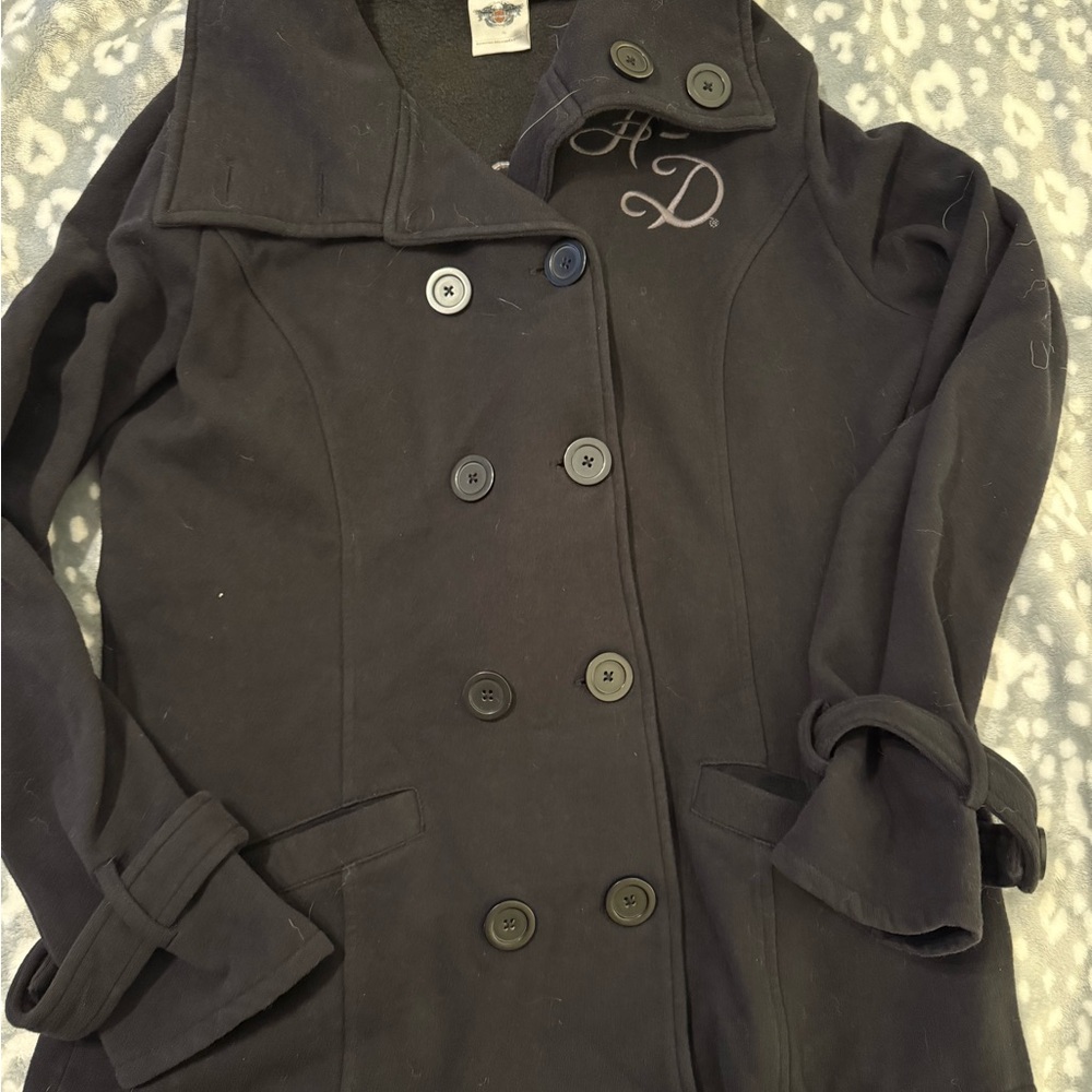 Women's Harley Davidson Black Double-Breasted Coat